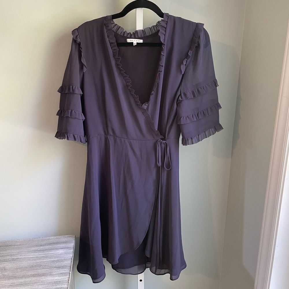 Rethm Purple Fringe Sleeve Wrap Dress